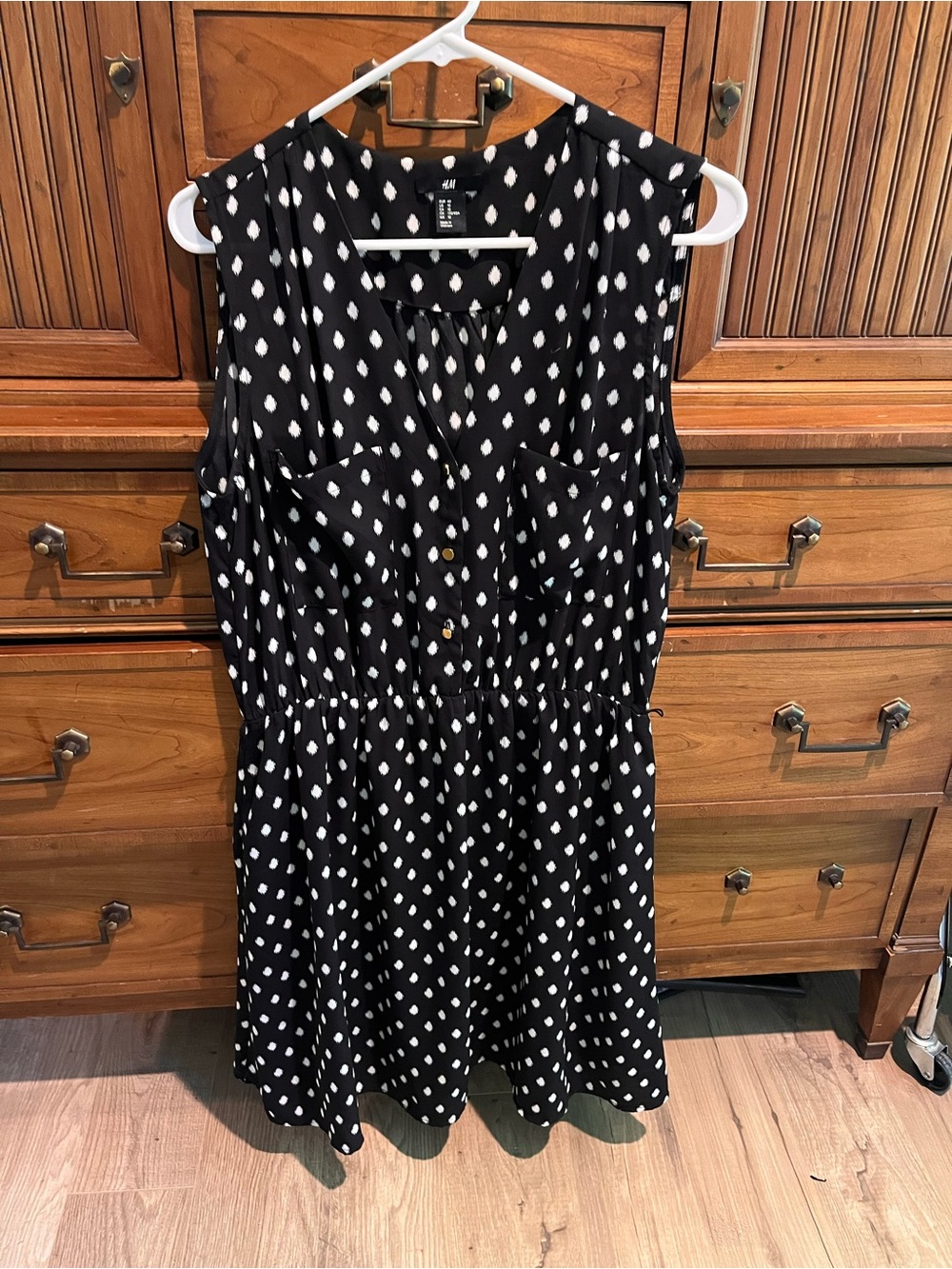 H&M Black Dress with White Dot Print